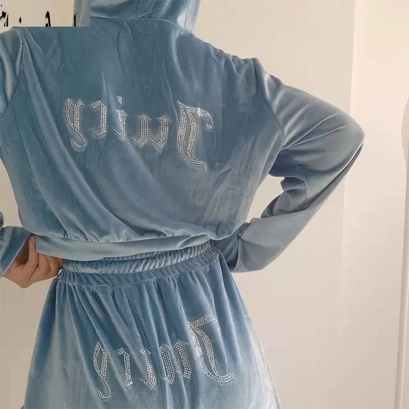 Hooded Sweatshirt and Long Pants Sports Suit