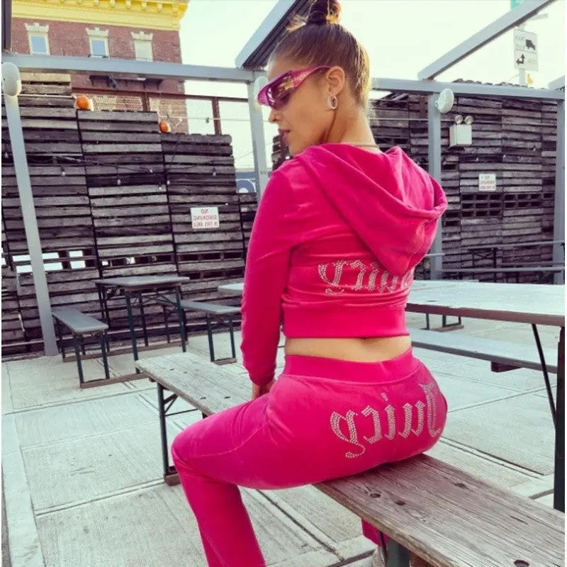 Hooded Sweatshirt and Long Pants Sports Suit