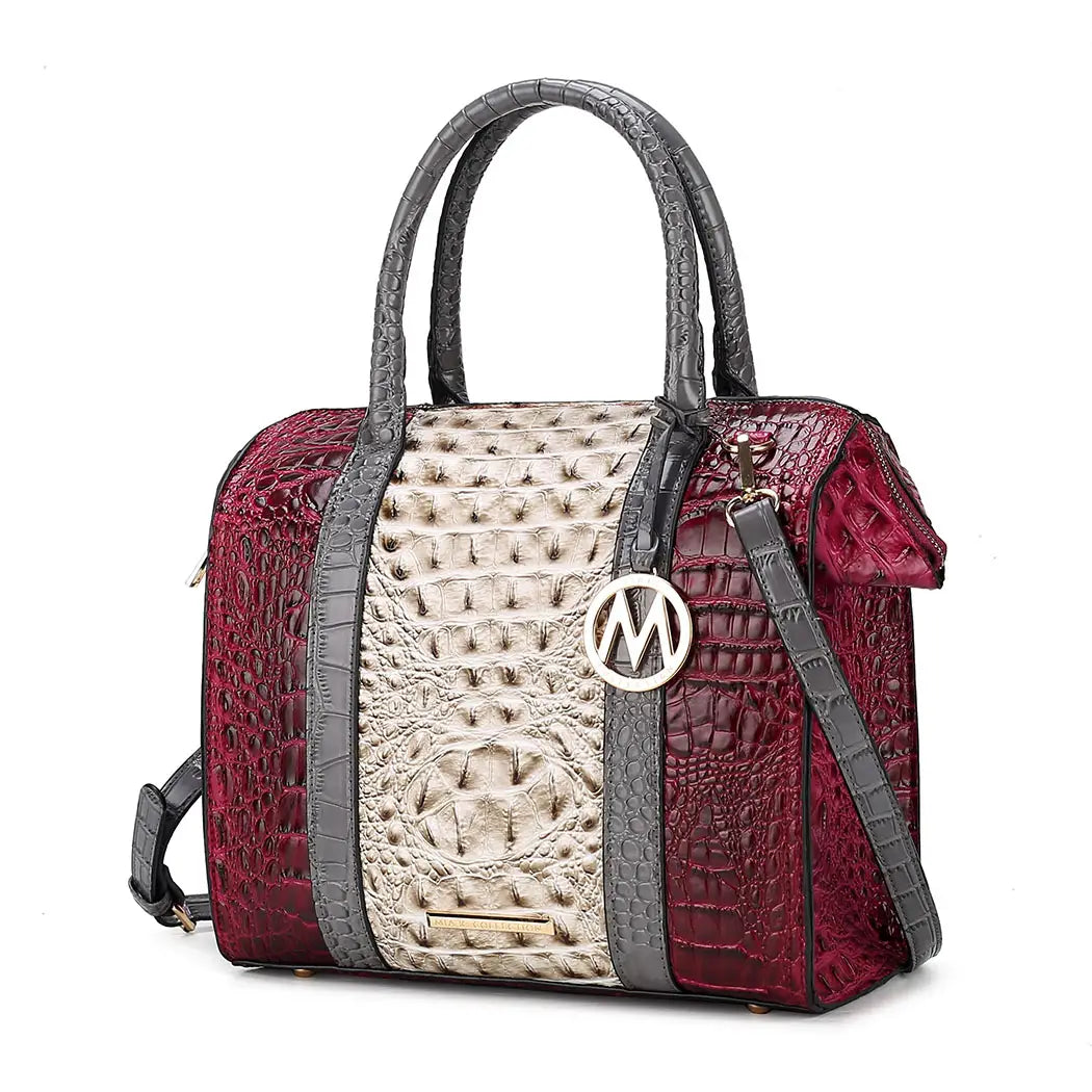 Ember Faux Crocodile-Embossed Vegan Leather Women’S Satchel