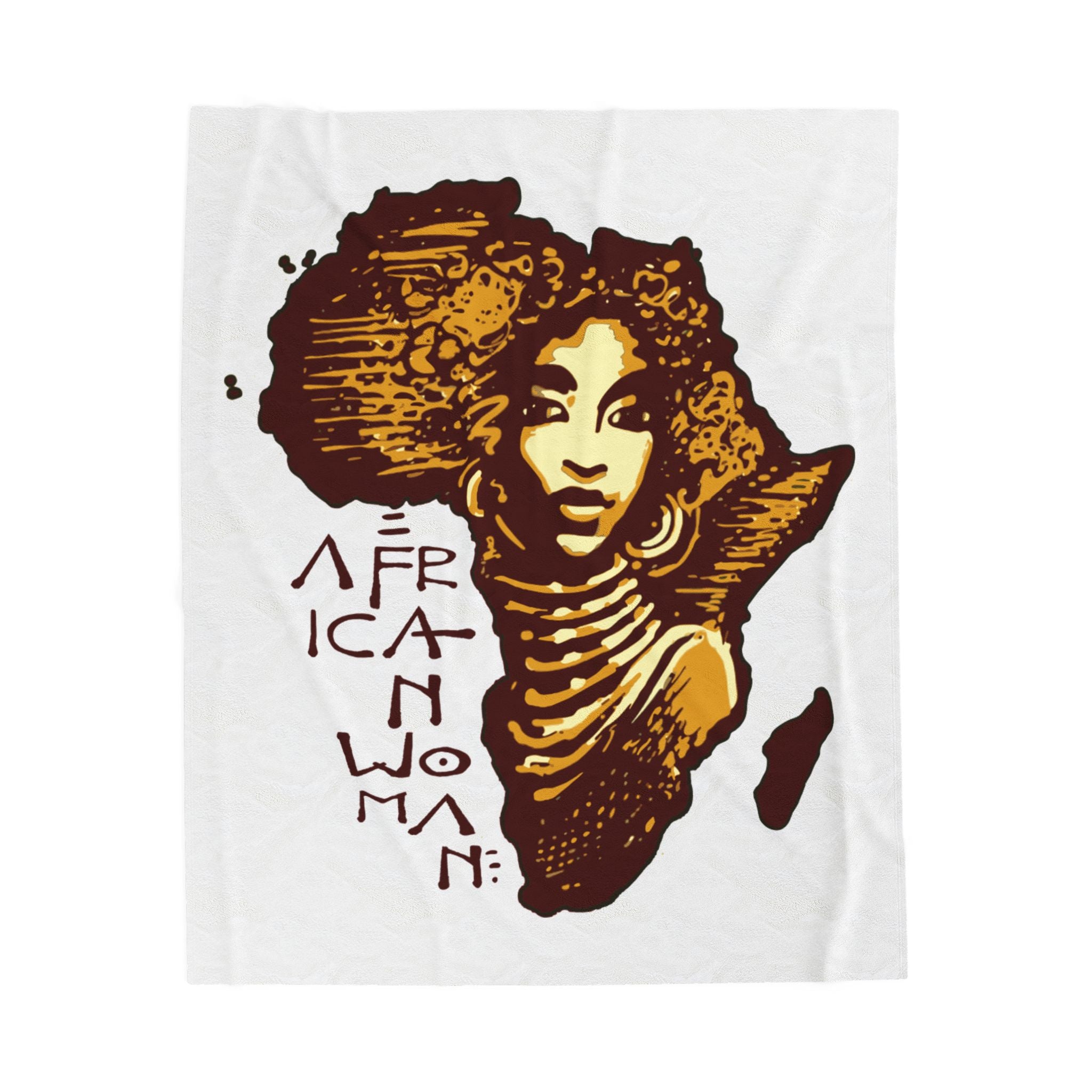 Velveteen Plush Blanket, African Woman Throw Blanket, Cozy Fleece Bedding, Ethnic Home Decor, Unique Gift for Her, Black Art Tapestry