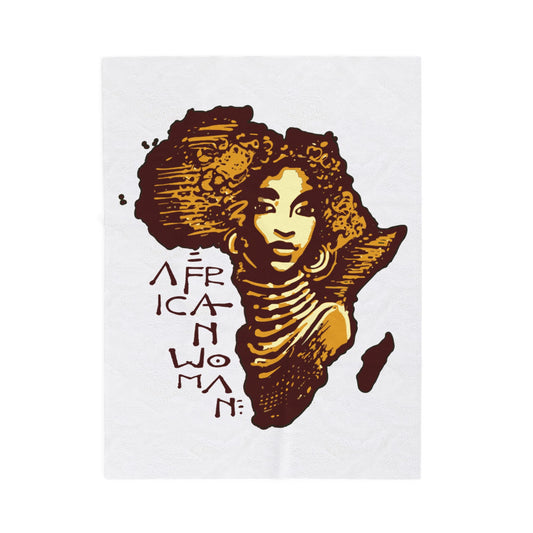Velveteen Plush Blanket, African Woman Throw Blanket, Cozy Fleece Bedding, Ethnic Home Decor, Unique Gift for Her, Black Art Tapestry