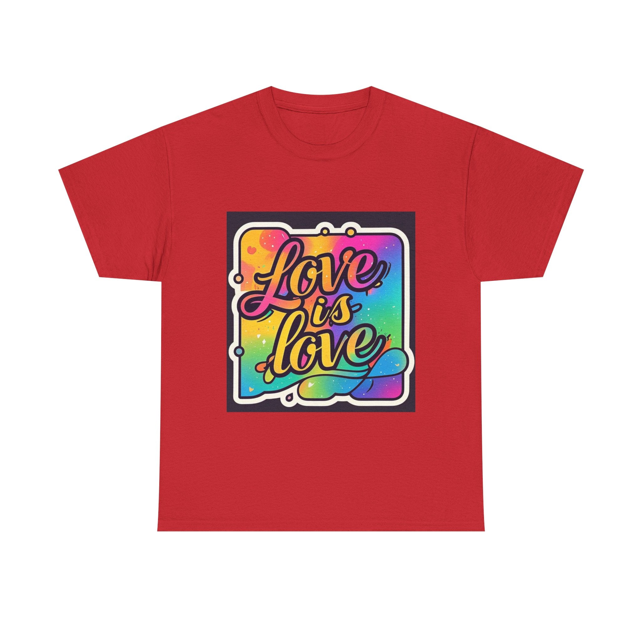 Rainbow Love is Love Unisex Heavy Cotton Tee, LGBTQ Pride Shirt, Inclusive Gift, Colorful Casual Wear, Affirmation Tee