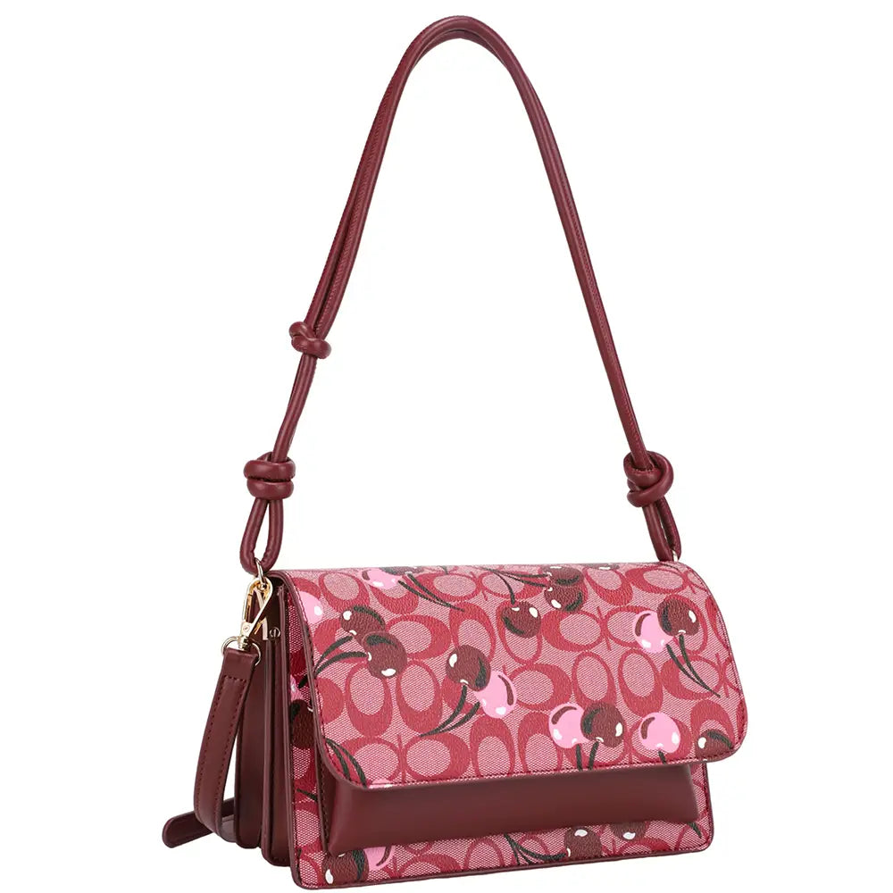 Cherry Oval Print Shoulder Crossbody Bag
