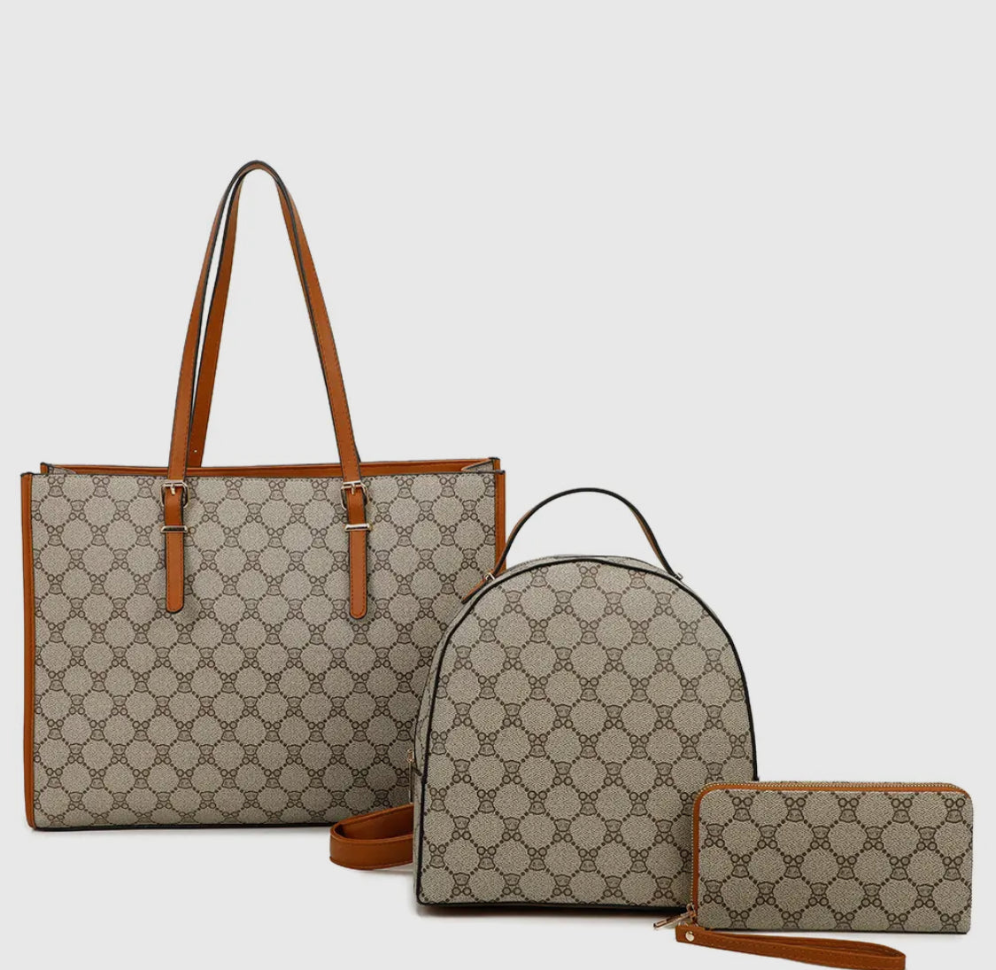 3IN1 Design Pattern Satchel W Backpack and Wallet