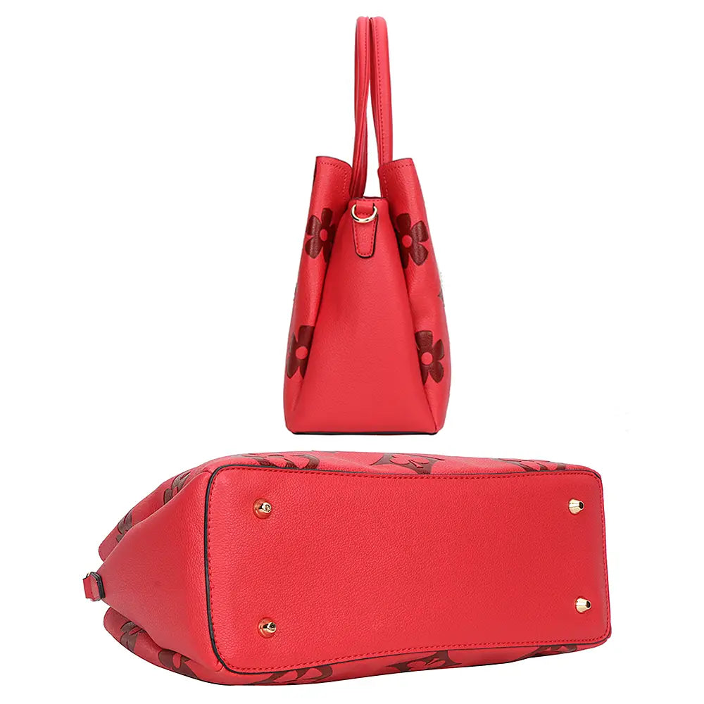 2IN1 Print Handle Satchel Bag with Wallet Set