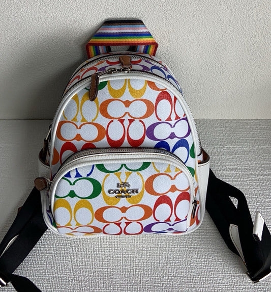 NWT COACH CK377 MINI COURT BACKPACK RAINBOW SIGNATURE PRIDE