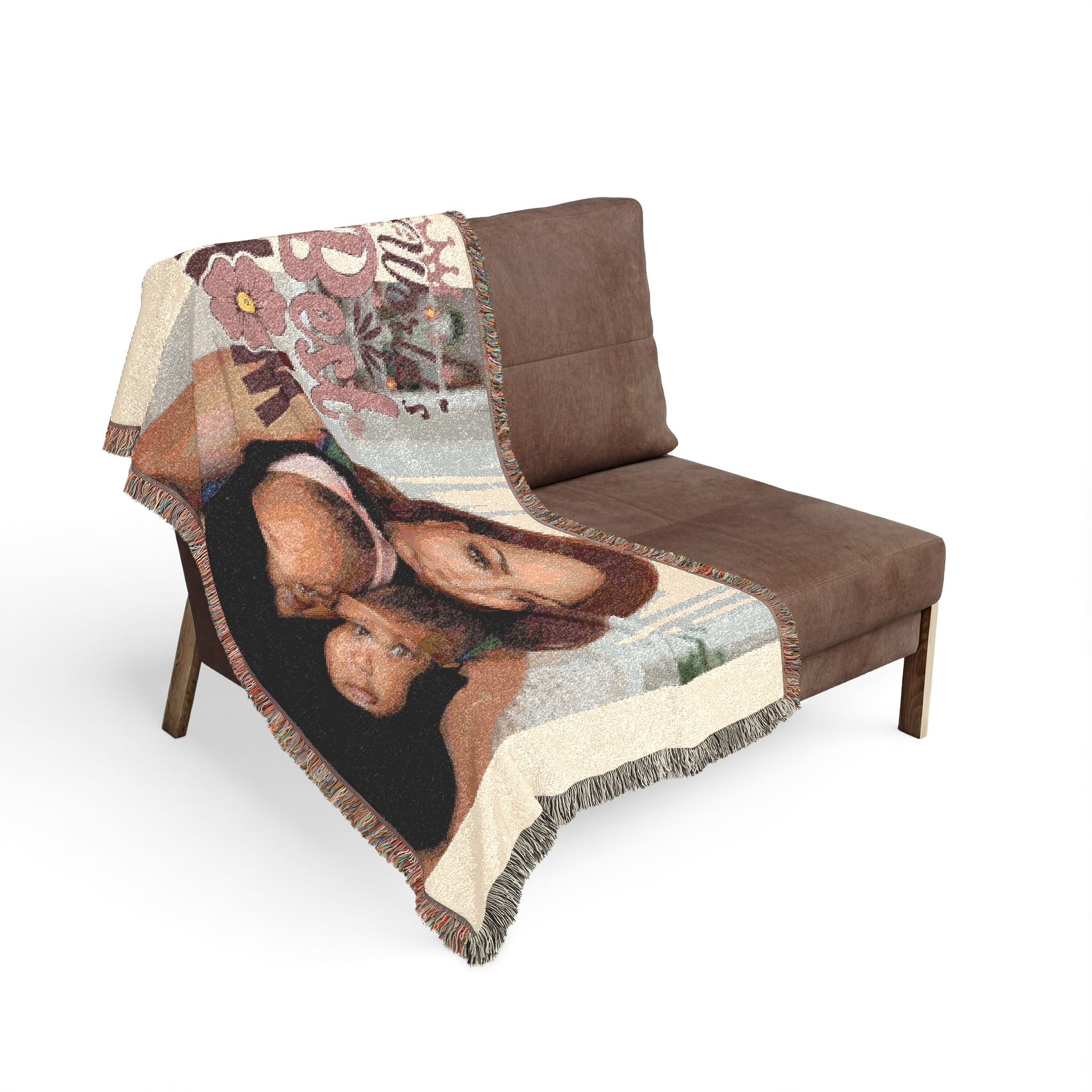 Personalized "Best Mom" Woven Blanket — Custom Photo Family Throw