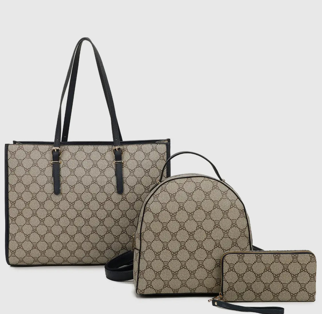 3IN1 Design Pattern Satchel W Backpack and Wallet