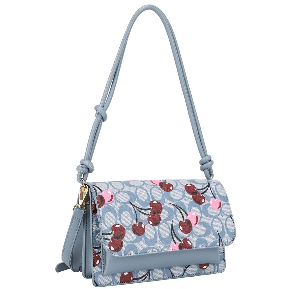 Cherry Oval Print Shoulder Crossbody Bag