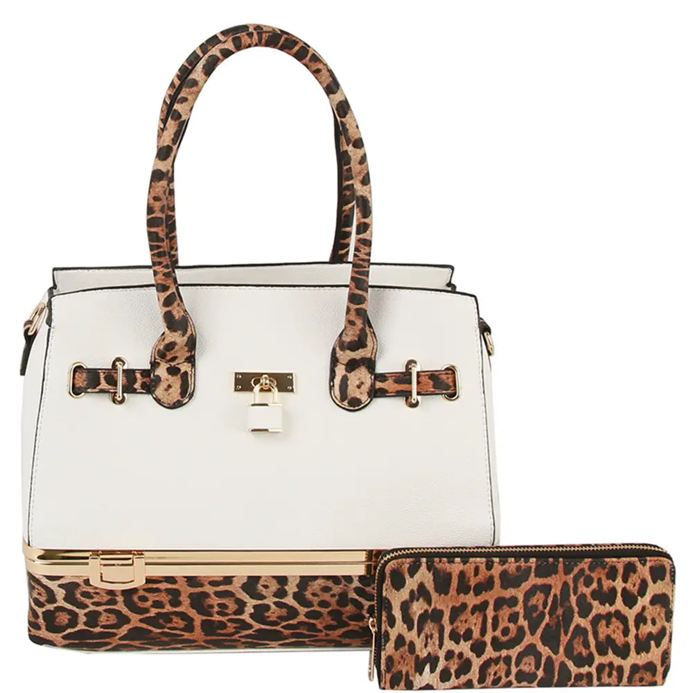 2in1 Two Tone Leopard Print Satchel $110.00 MSRP $95.00