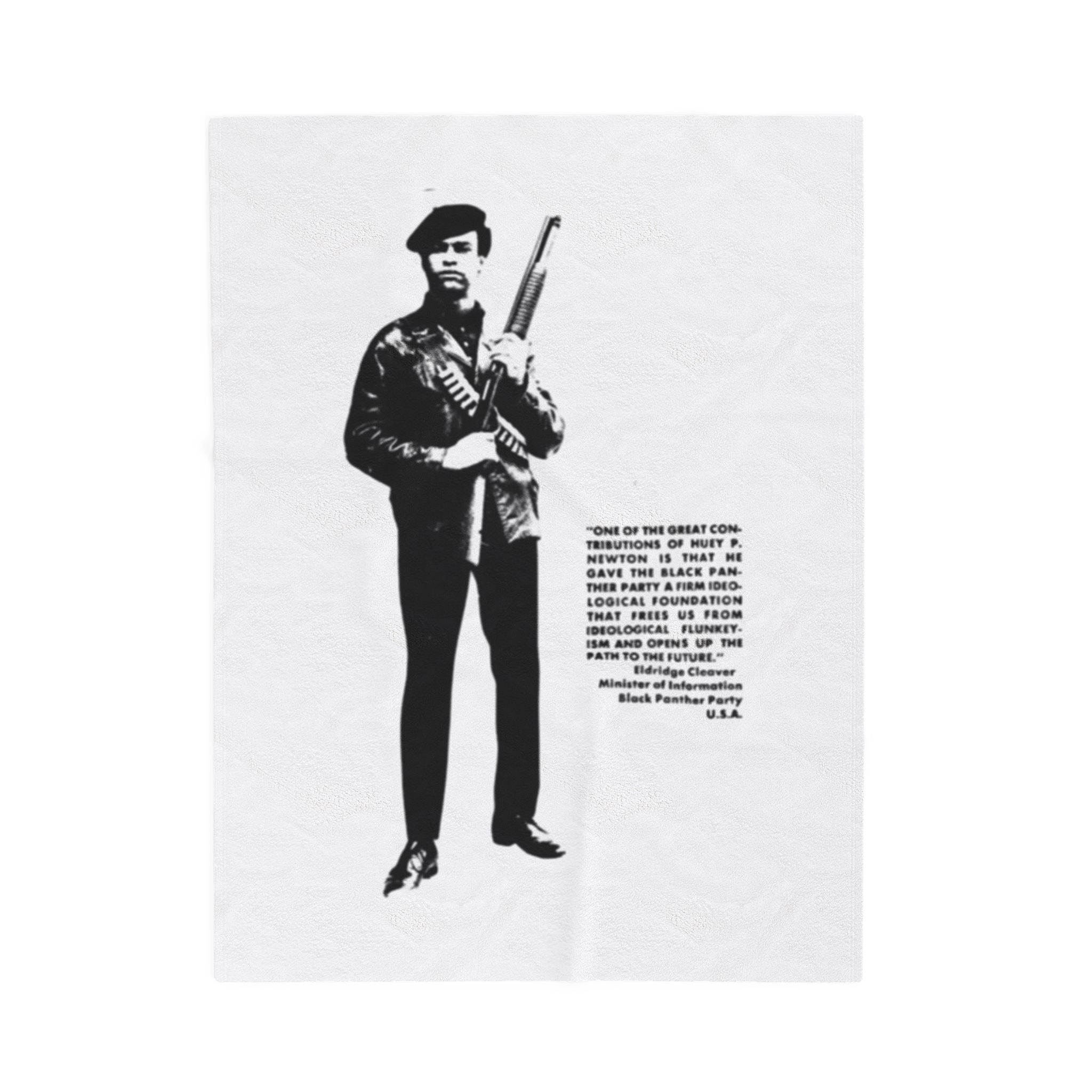 Velveteen Plush Blanket, Black Panther Party Leader Gift, Activist Home Decor, Huey P Newton Tribute, Cozy Throw Blanket
