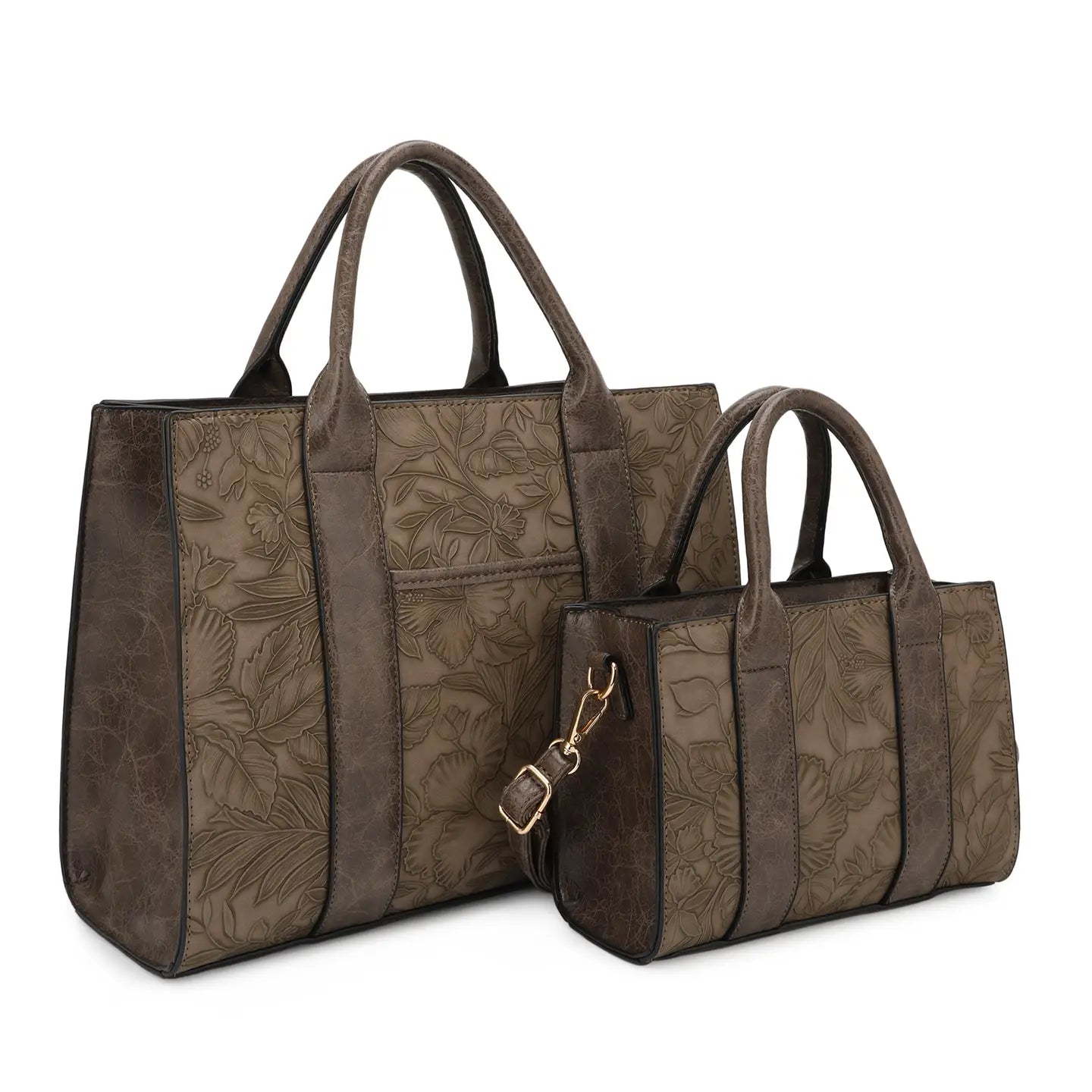 Cirlyn Hibiscus Tooled 2 in 1 Tote with Mini Satchel Set. case of 2
$35.00 MSRP $70.00