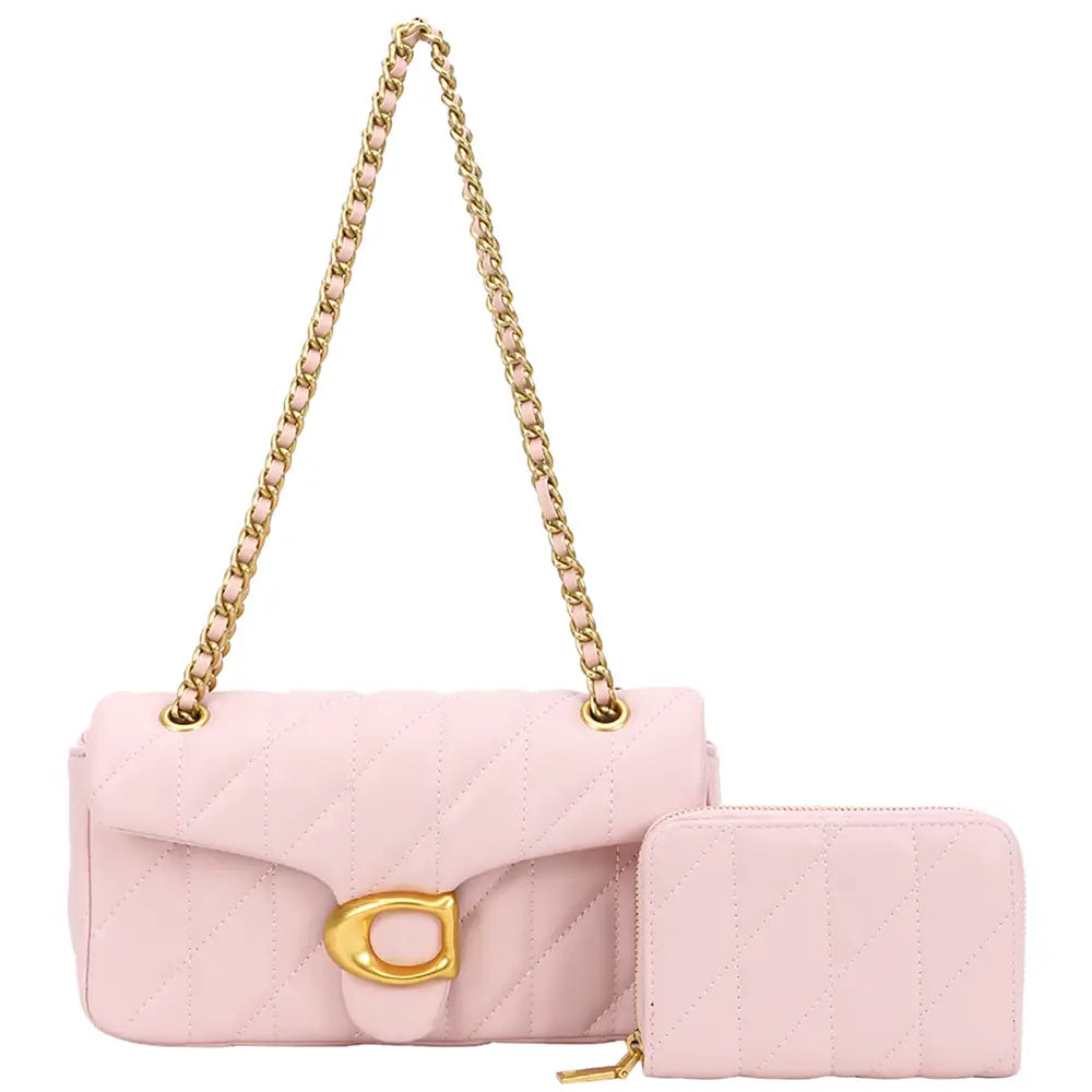 2IN1 Quilted Design Crossbody Bag W Wallet Set,