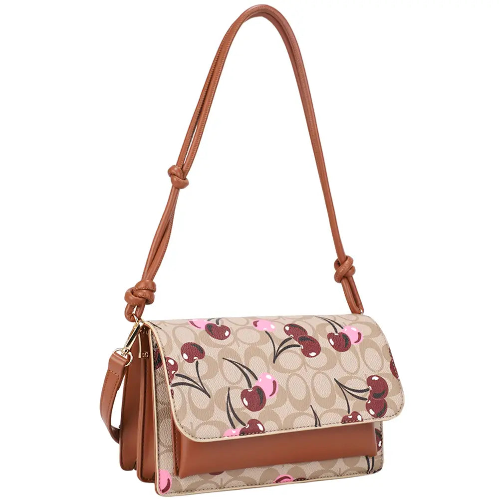 Cherry Oval Print Shoulder Crossbody Bag