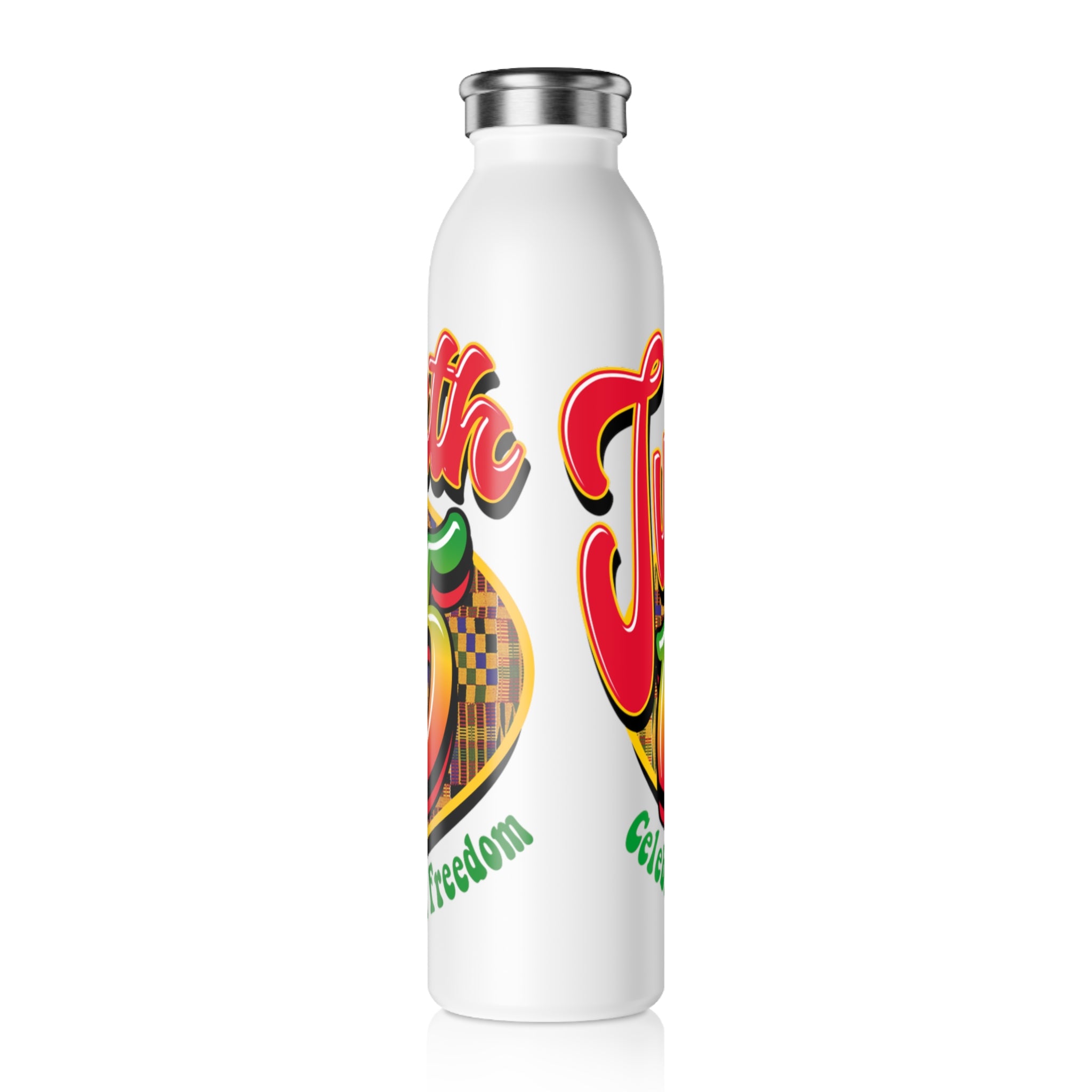 Juneteenth Water Bottle, African American History Gift, Black Pride Slim Bottle,