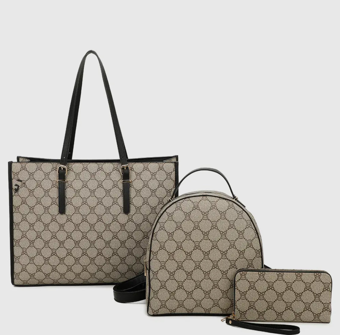 3IN1 Design Pattern Satchel W Backpack and Wallet