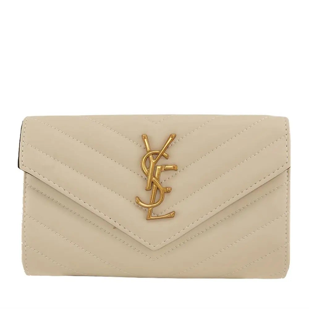 Metal Letter Engraved Chevron Quilted Handbag