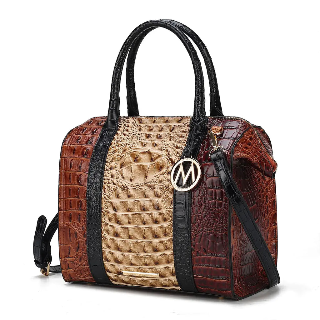 Ember Faux Crocodile-Embossed Vegan Leather Women’S Satchel