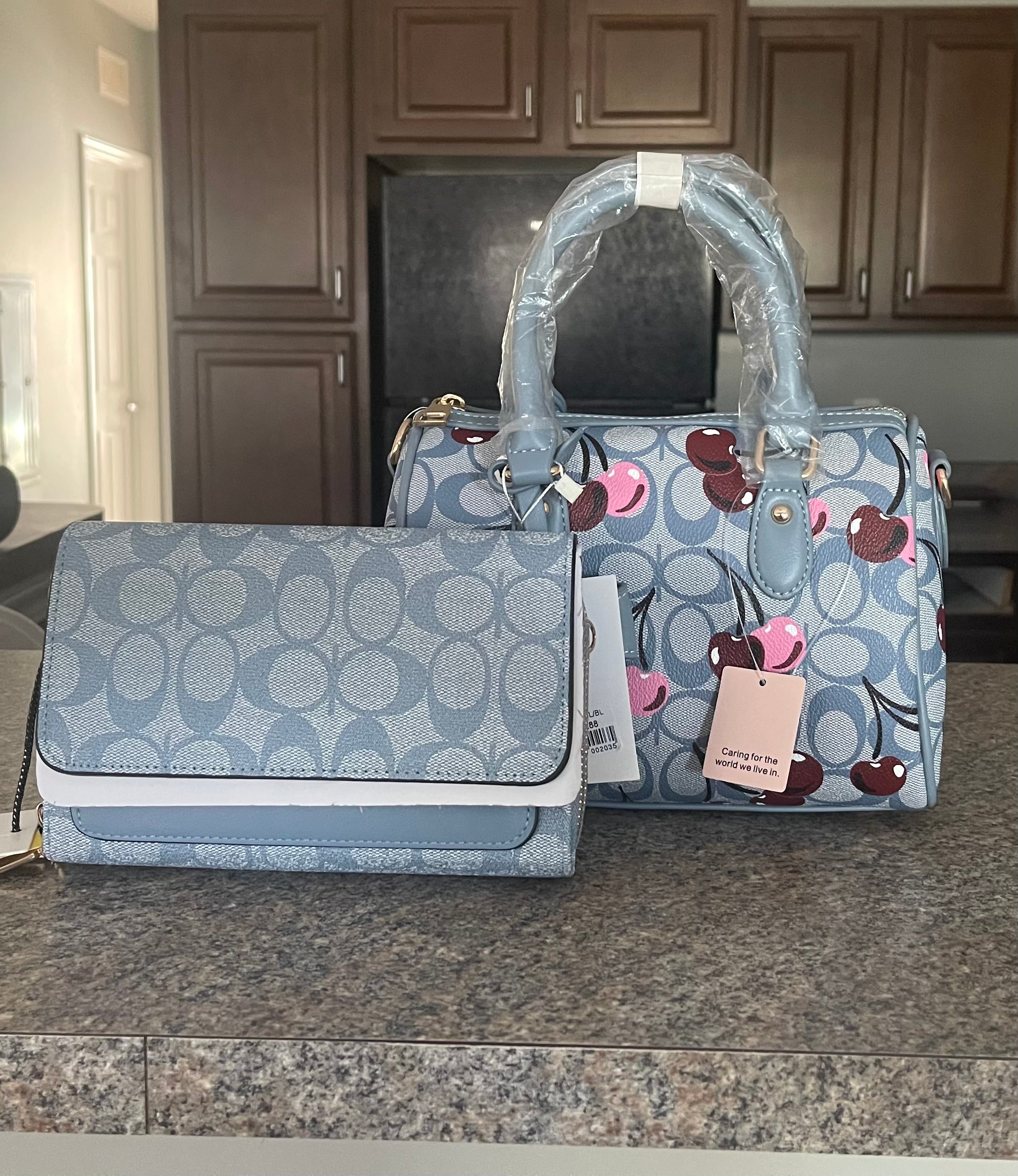 Back in stock 2/17/2026 Oval Design Cherry Boston Bag and Crossbody Bag Set