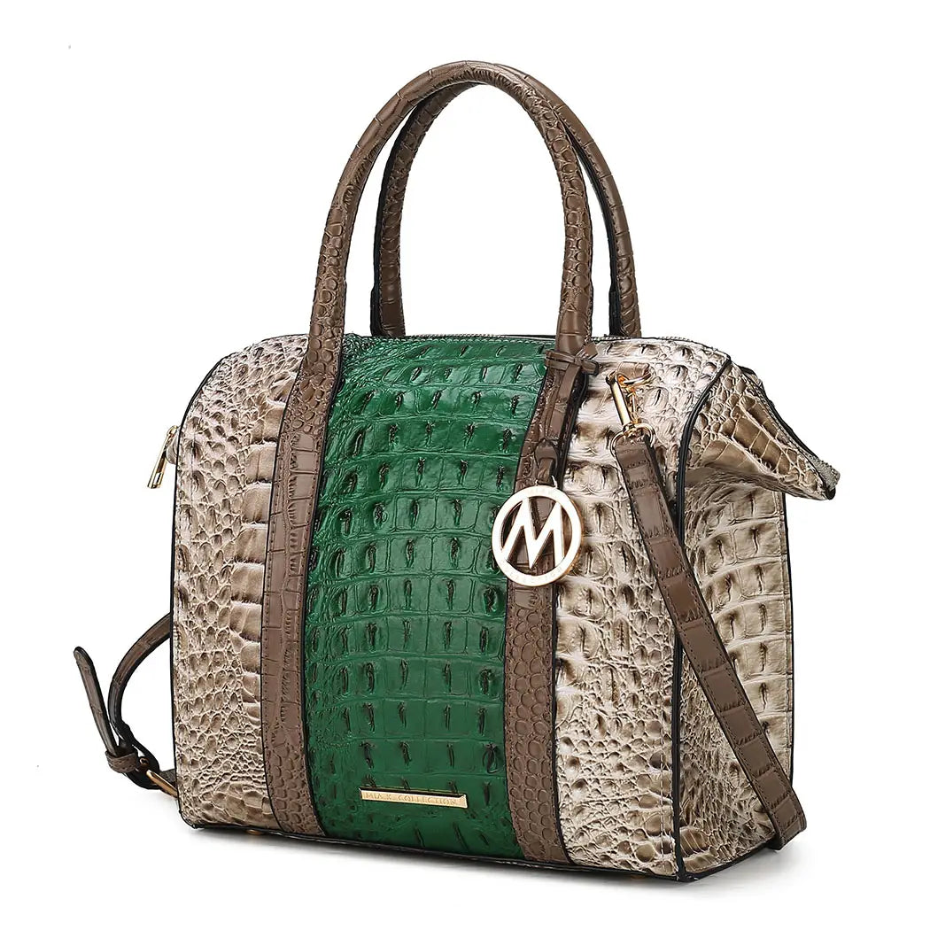 Ember Faux Crocodile-Embossed Vegan Leather Women’S Satchel