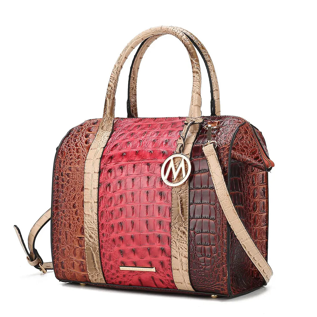 Ember Faux Crocodile-Embossed Vegan Leather Women’S Satchel