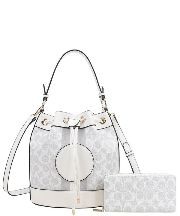 2n1 Oval Design Drawstring Satchel Wallet Set