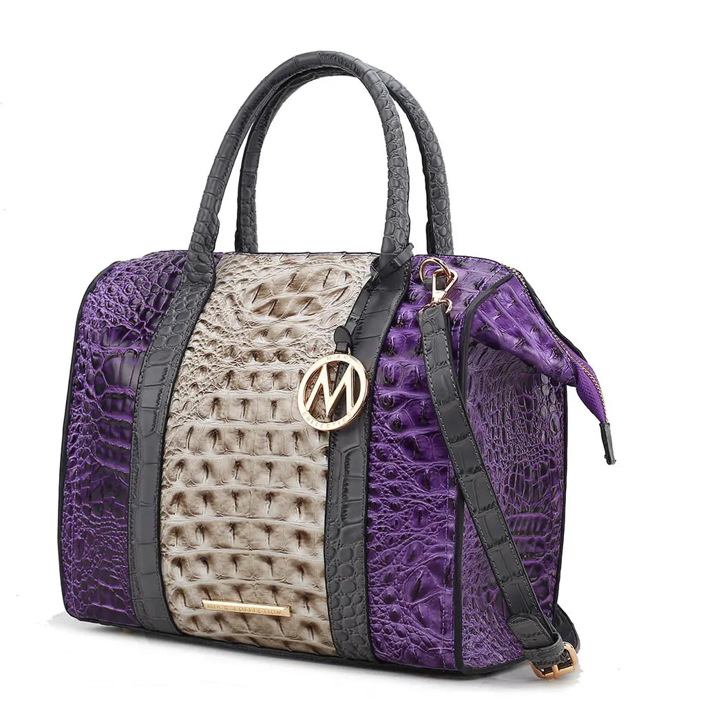 Ember Faux Crocodile-Embossed Vegan Leather Women’S Satchel