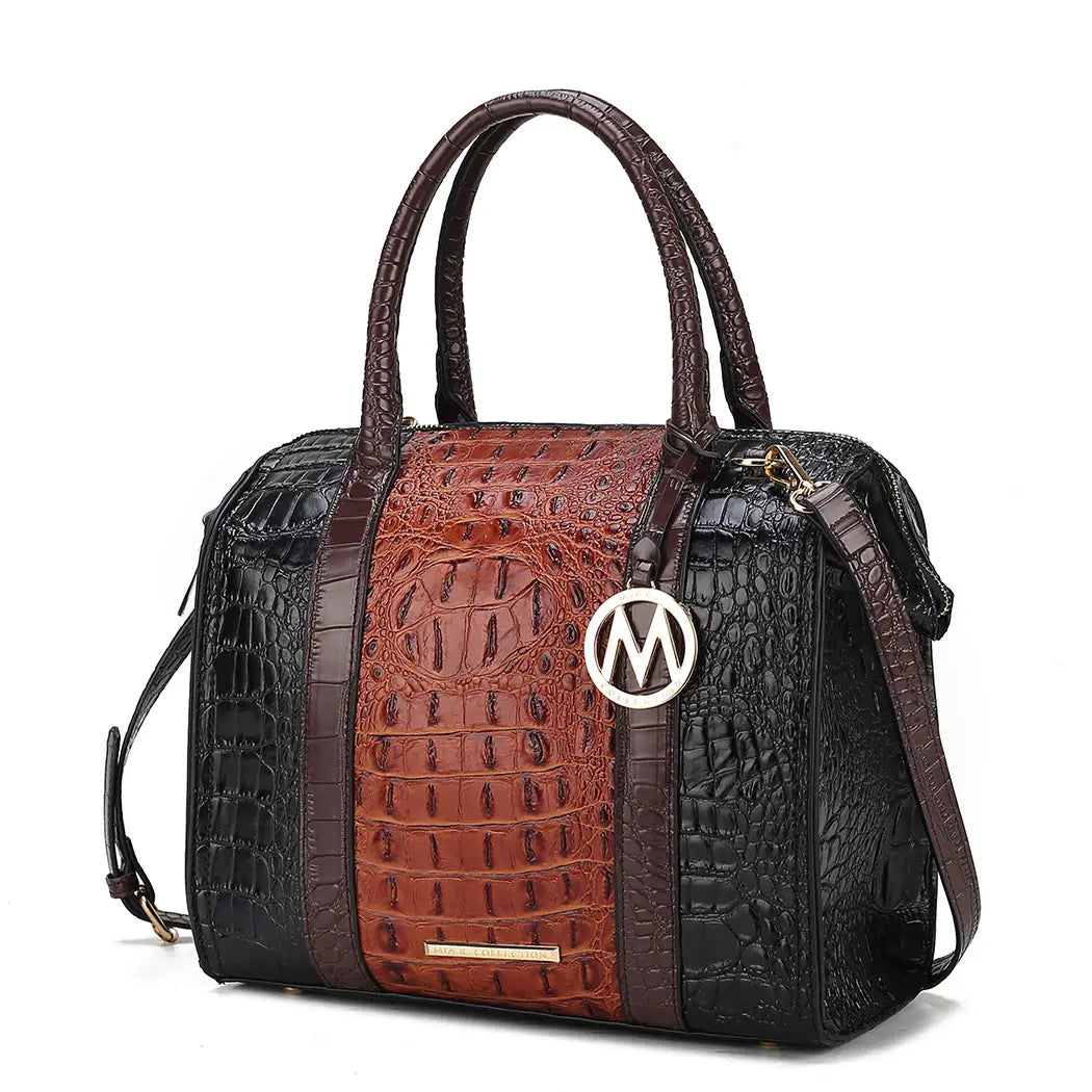 Ember Faux Crocodile-Embossed Vegan Leather Women’S Satchel