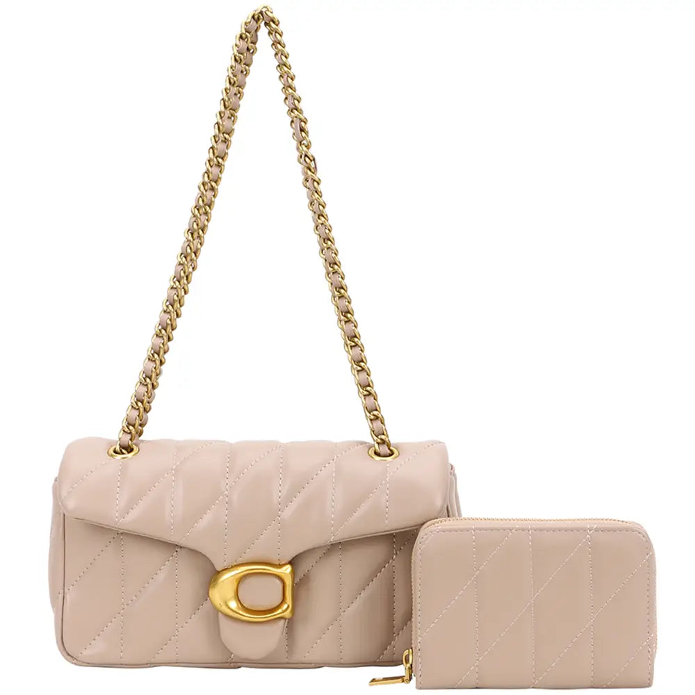 2IN1 Quilted Design Crossbody Bag W Wallet Set,