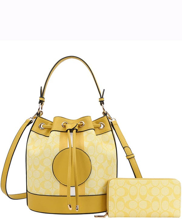 2n1 Oval Design Drawstring Satchel Wallet Set