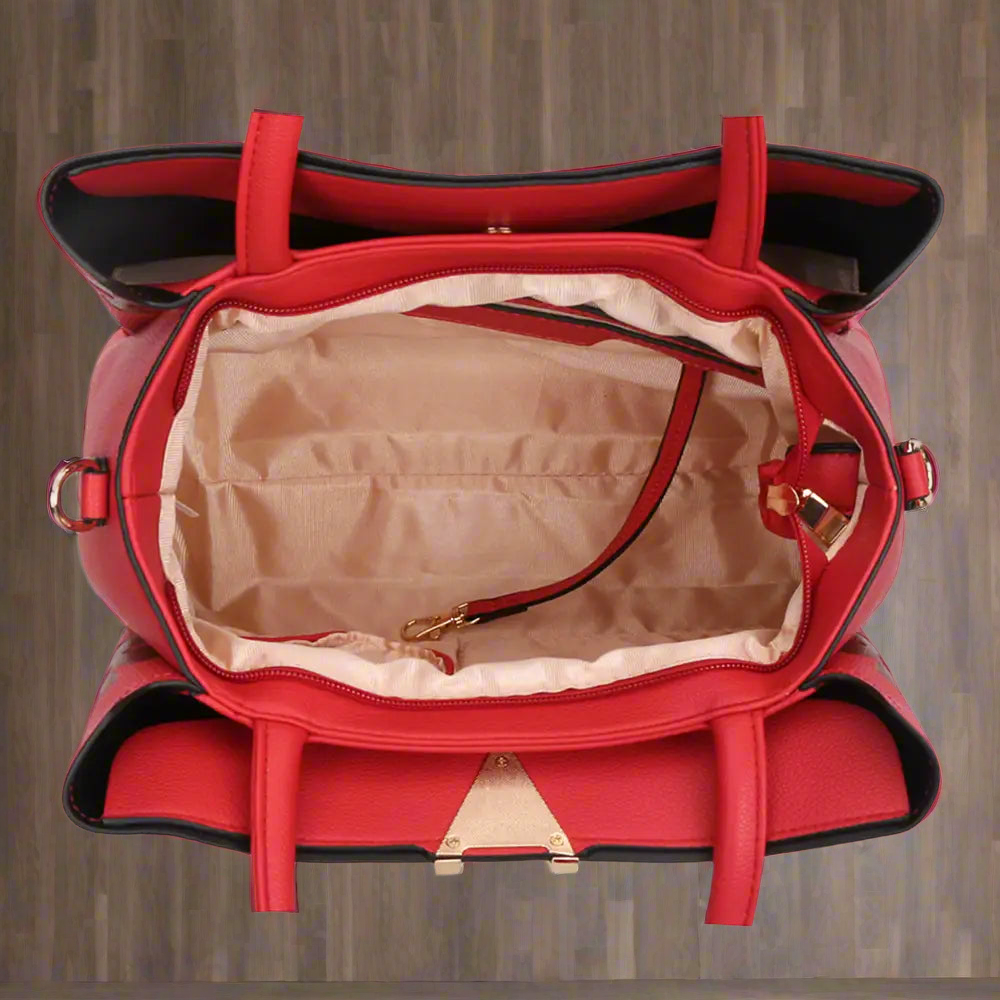 2IN1 Print Handle Satchel Bag with Wallet Set