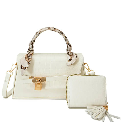 2IN1 Fashion Croc Smooth Texture Key Lock Scarf