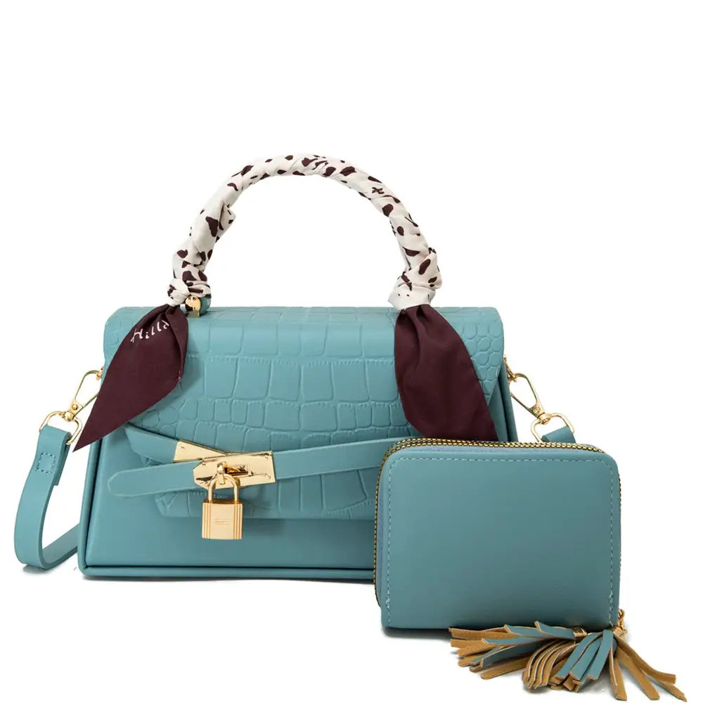 2IN1 Fashion Croc Smooth Texture Key Lock Scarf