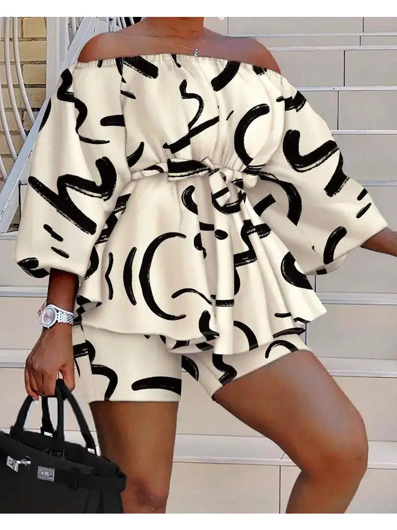 Chic Women's Boho Printed Off-Shoulder