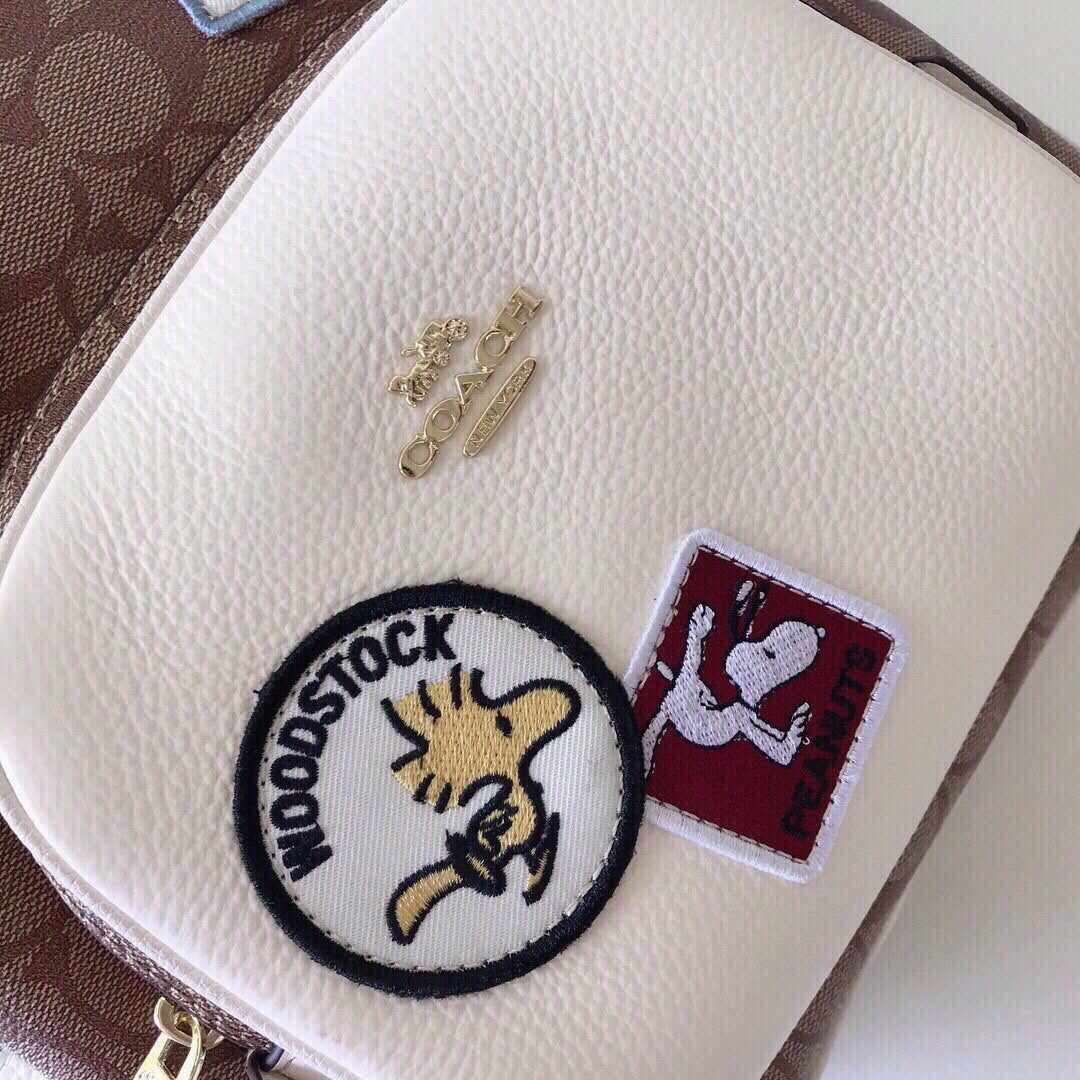 NWT Coach X Peanuts Court Backpack In Signature Canvas With Varsity Patches