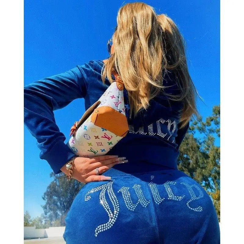 Hooded Sweatshirt and Long Pants Sports Suit