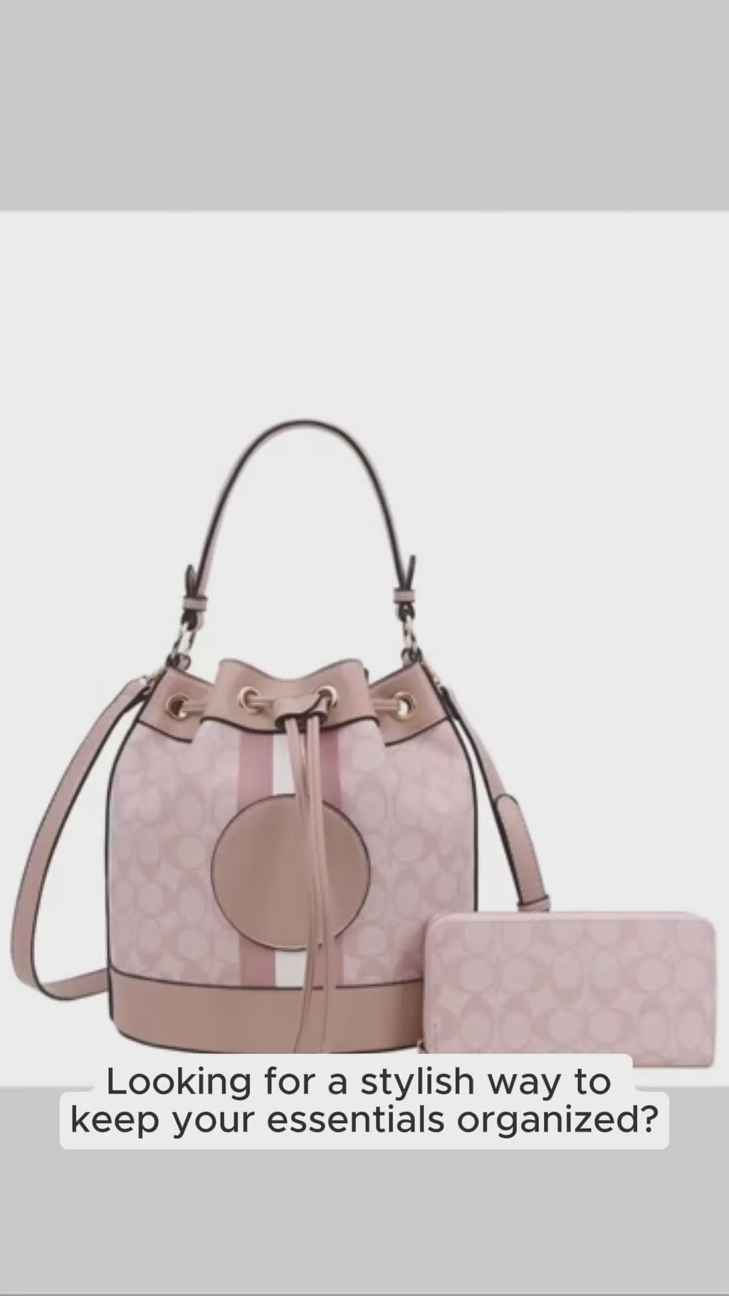 2n1 Oval Design Drawstring Satchel Wallet Set